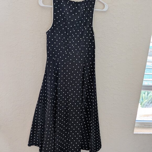 Vintage Stop Staring Polka Dot Black and White 50's House Dress Sz L Pin Up Belt - Picture 6 of 6